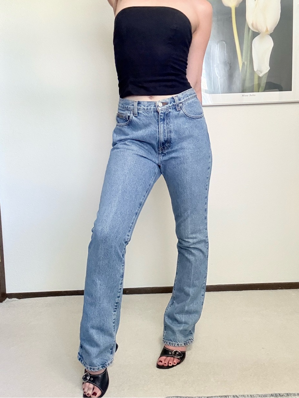 Vintage Calvin Klein High Rise Bootcut Jeans 90s Y2K Minimalist Denim